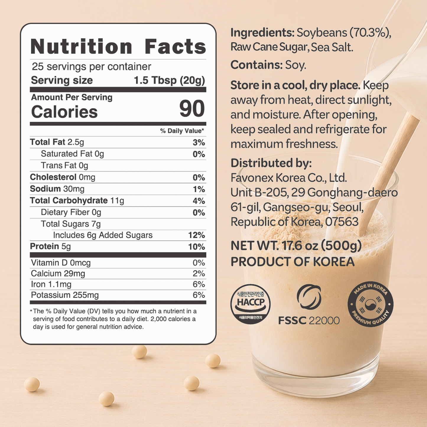 Korean Misugaru Healthy Beverage Soybean Milk Injeolmi Flavor – 17.6 oz (500g)