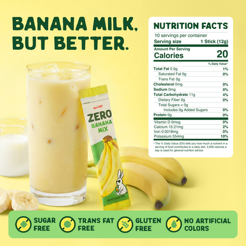 Banana Mix Powder Stick Korean, Zero sugar (0.423 oz X 10 Sticks)