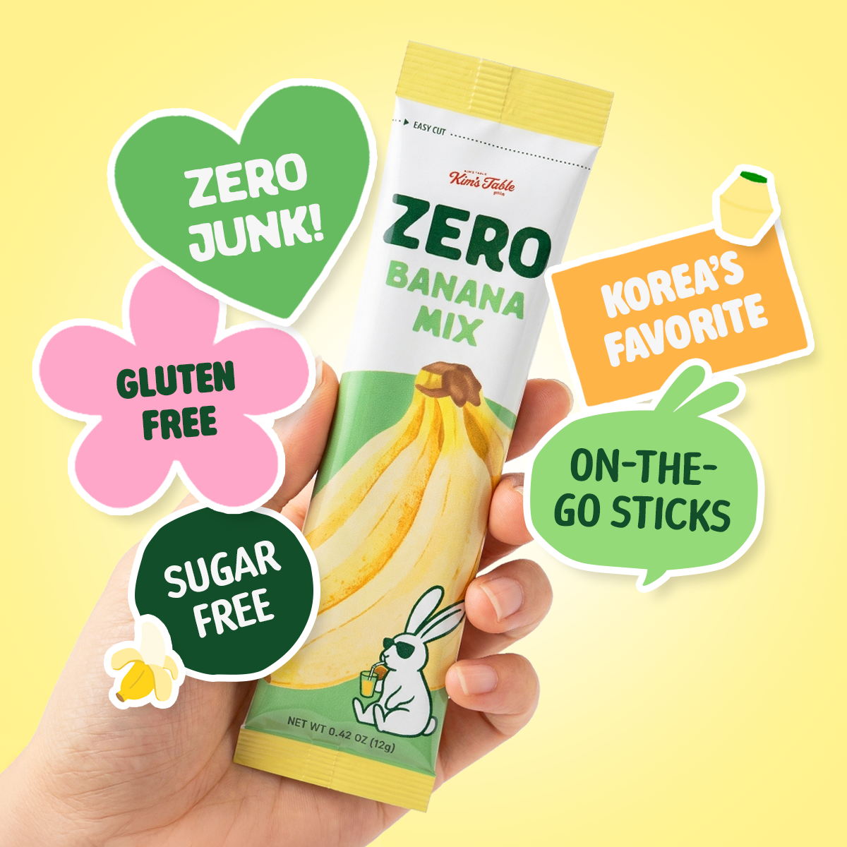 Banana Mix Powder Stick Korean, Zero sugar (0.423 oz X 10 Sticks)
