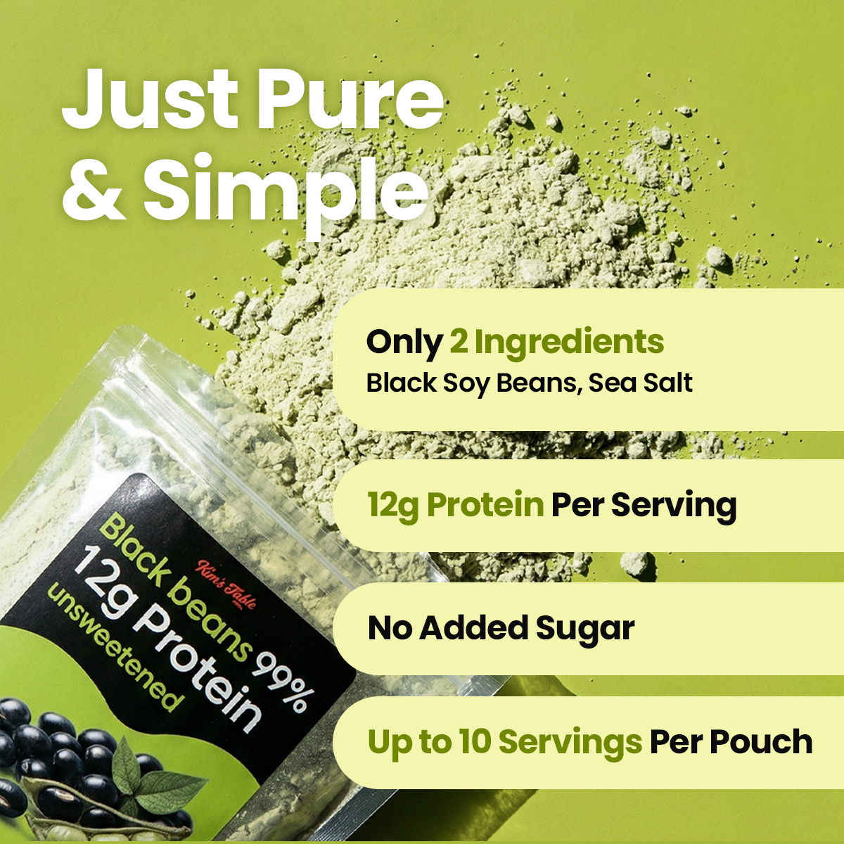 Kim’s Table Korean Black Bean with Green Kernels Soy bean Powder –10.6 oz (300g)