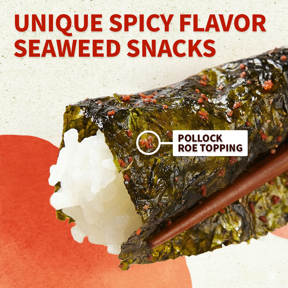 Roasted Seaweed Sheets - Seasoned Spicy Laver (Meoyng-Lan Flavor) 12 Pack 명란김