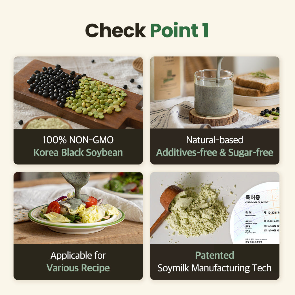 Kim’s Table Korean Black Bean with Green Kernels Soy bean Powder –17.6 oz (500g) Vegan, Dairy-Free, Non-GMO, Plant-Based Protein, Korean diet food Unsweetened Superfood 마시는 서리태 두유