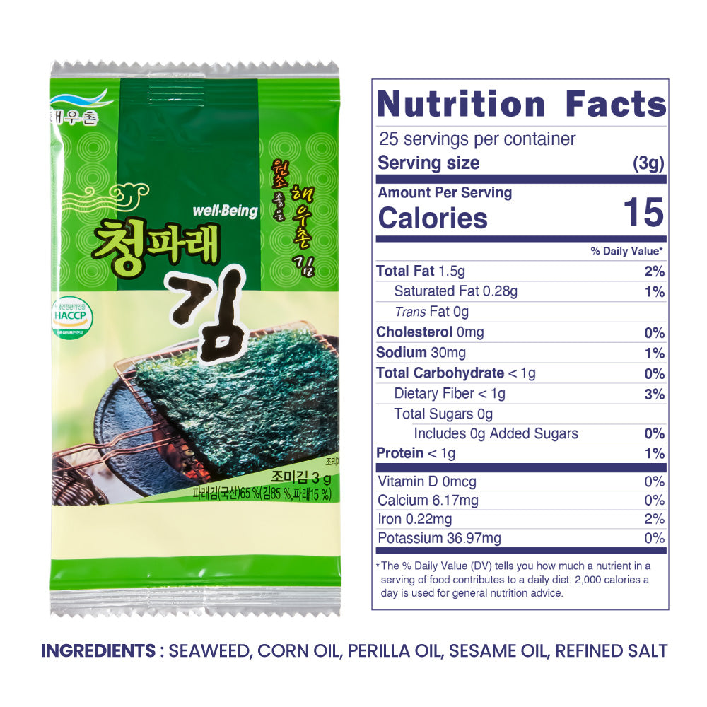 Seaweed Snacks Savory 청파래김 (4g x 25Packs)
