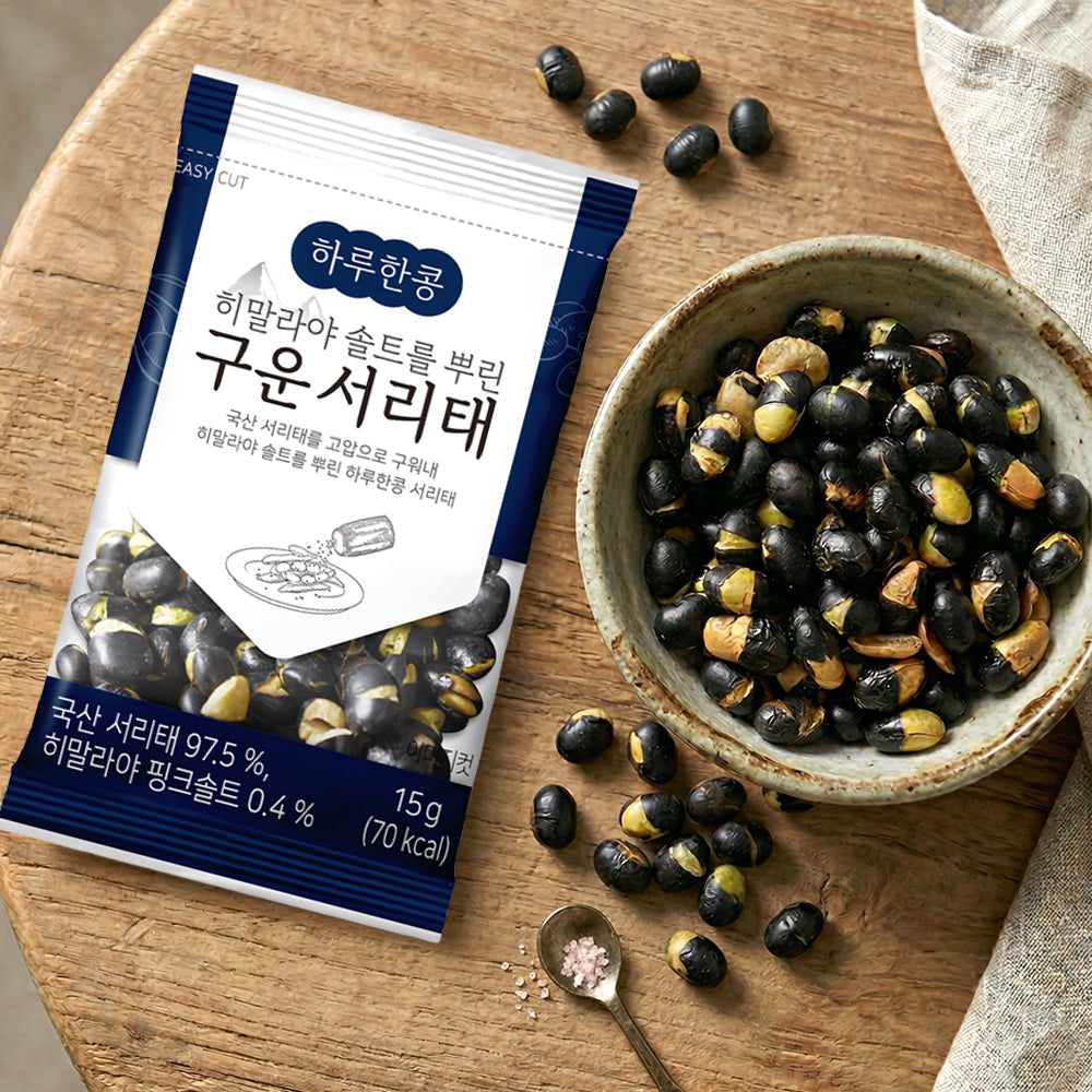 Roasted & Dried Korean Black Bean Snacks with Pink Salt (Seoritae) 22 Packs, 11.6 oz