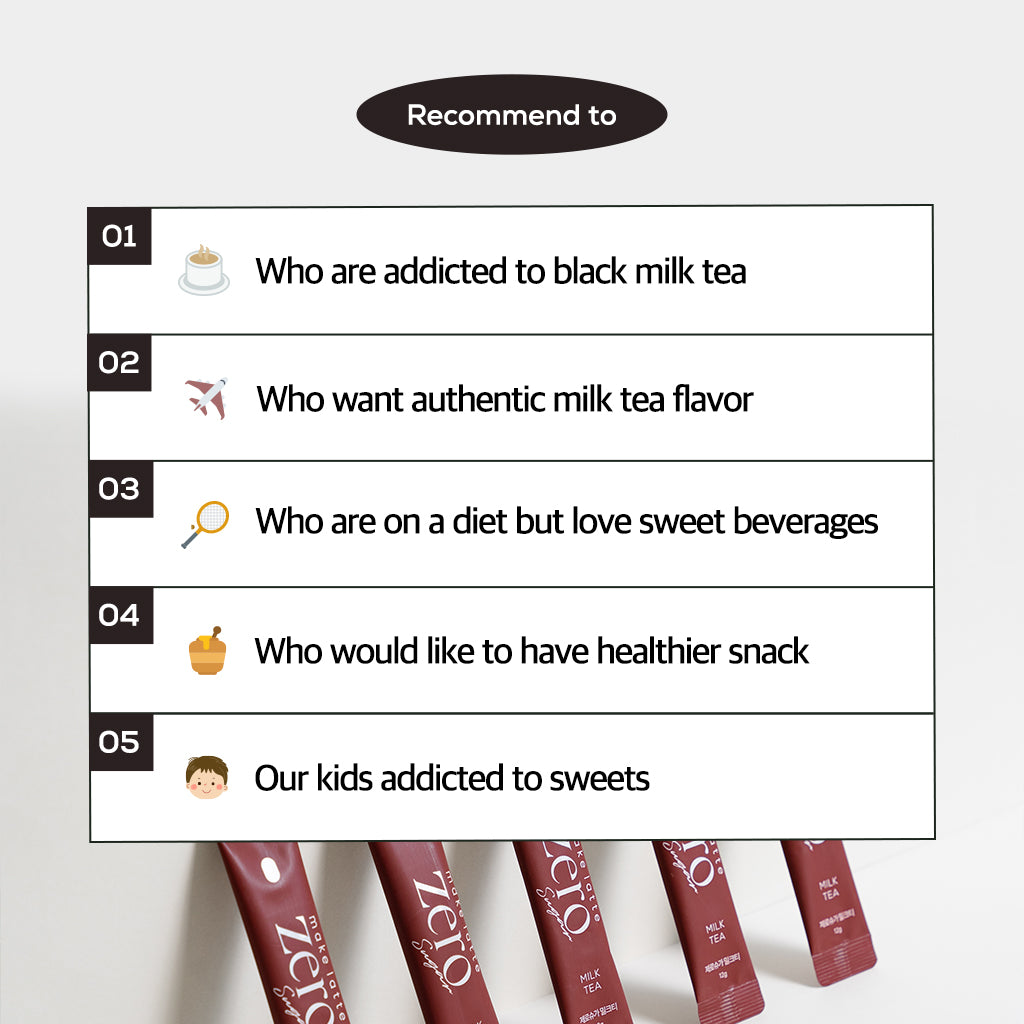 Milk Tea Powder Stick Korean sweet tea, Zero sugar (0.423 oz X 10 Sticks)