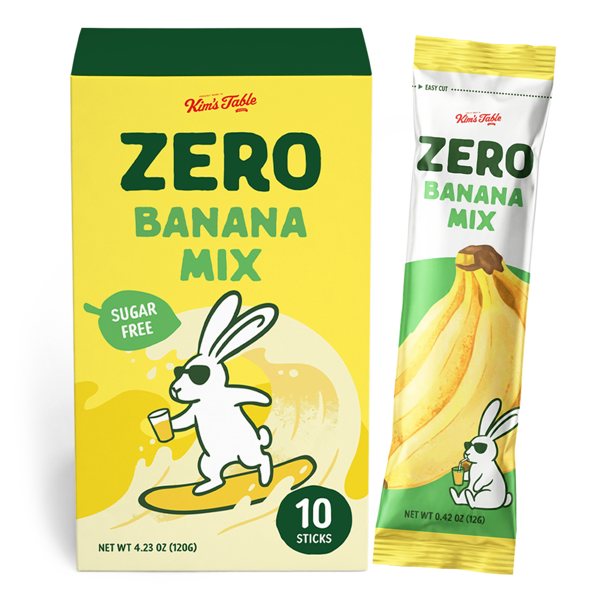 Banana Mix Powder Stick Korean, Zero sugar (0.423 oz X 10 Sticks)