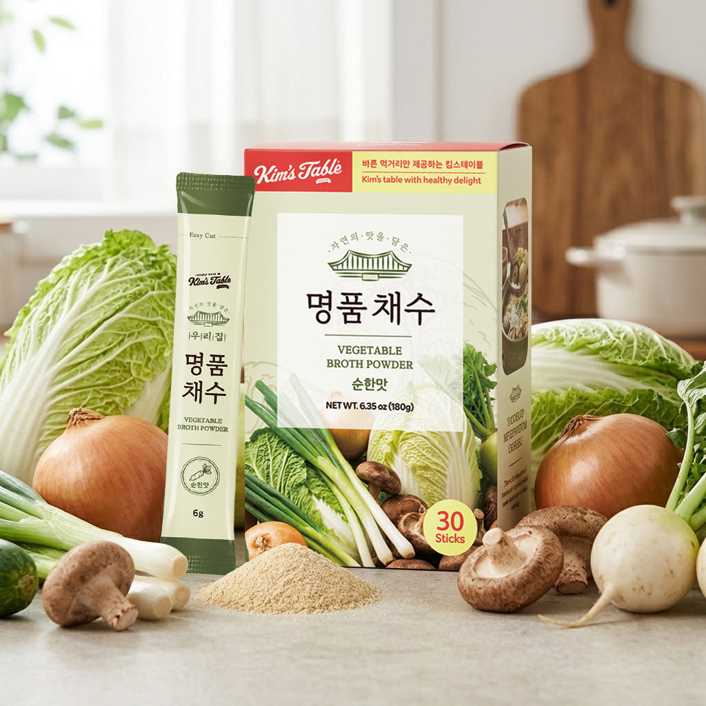 Kim's Table Vegetable Broth Powder for Easy Korean Soup Base, Umami, 30 packets x 6g