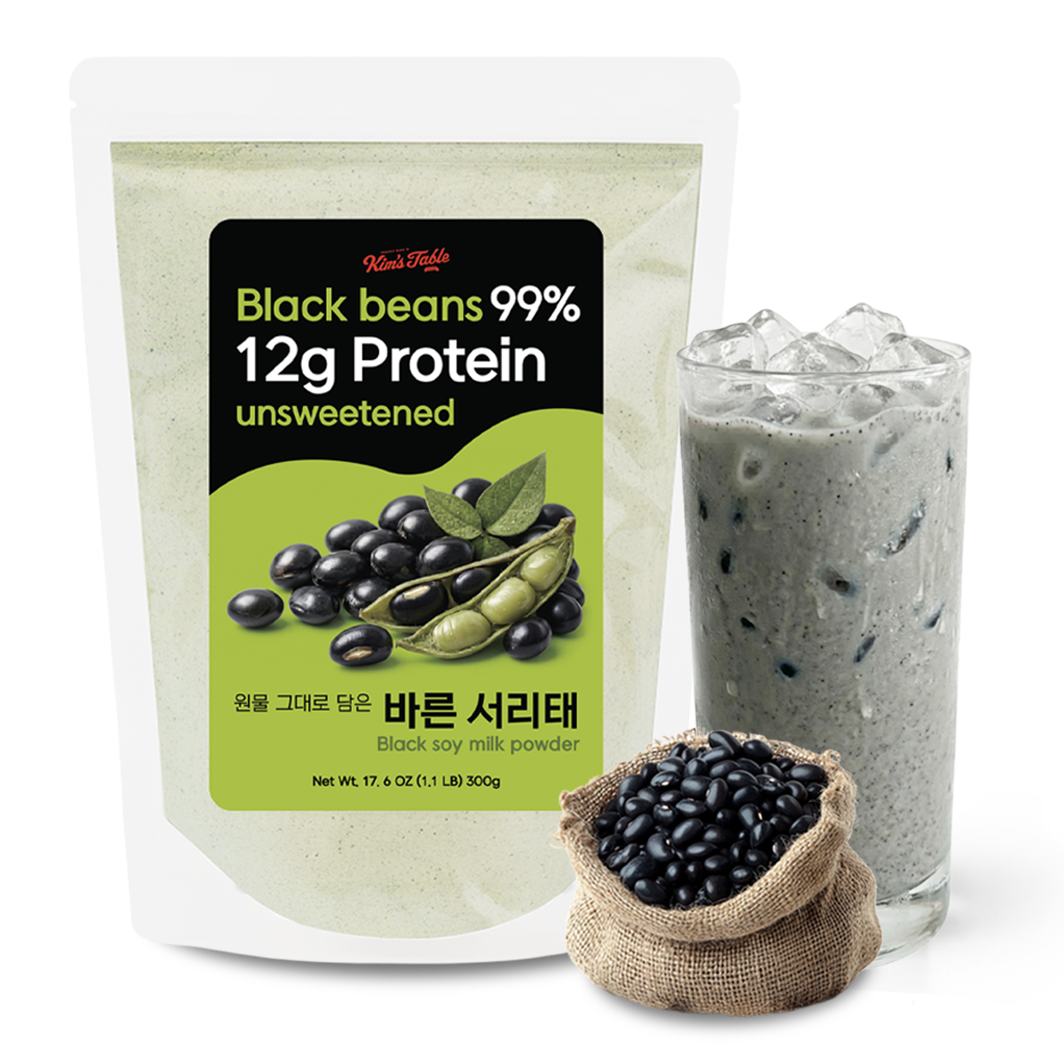 Kim’s Table Korean Black Bean with Green Kernels Soy bean Powder –10.6 oz (300g)