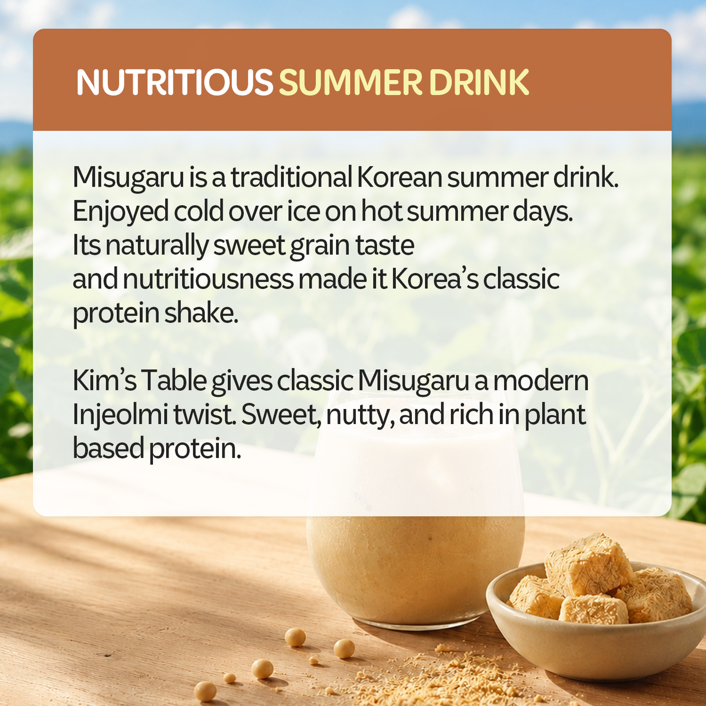 Korean Misugaru Healthy Beverage Soybean Milk Injeolmi Flavor – 17.6 oz (500g)