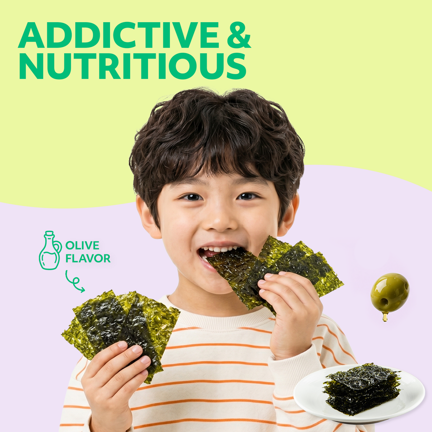 Korean Seasoned Spicy Seaweed Sheets, 6 Convenient Packs (0.14oz Each) olive Flavor