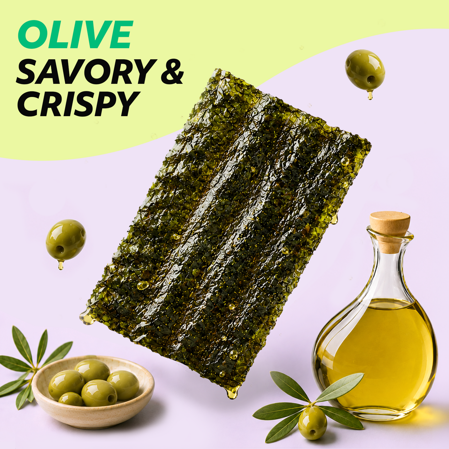 Korean Seasoned Spicy Seaweed Sheets, 6 Convenient Packs (0.14oz Each) olive Flavor