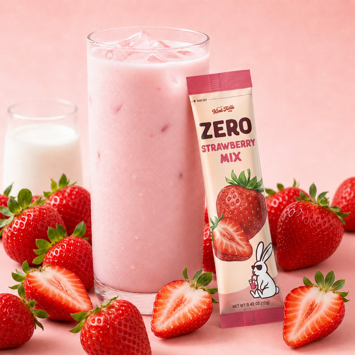 Kim’s Table Korean Strawberry Flavored Mix Zero Sugar, Sweet & Creamy, 12g x 10 sticks, 4.23 OZ