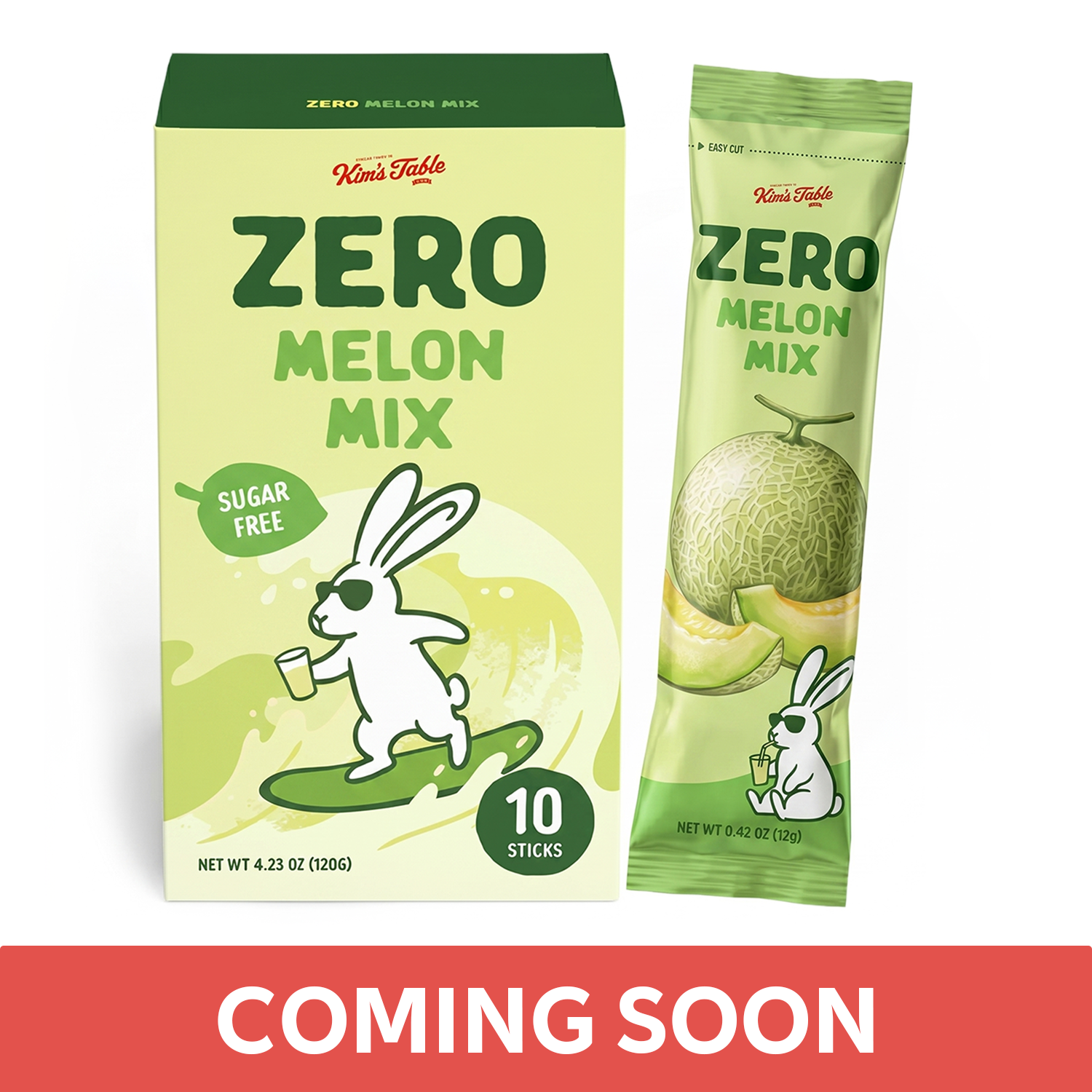 Kim’s Table Korean Melon Flavored Mix Zero Sugar, Sweet & Creamy, 12g x 10 sticks, 4.23 OZ