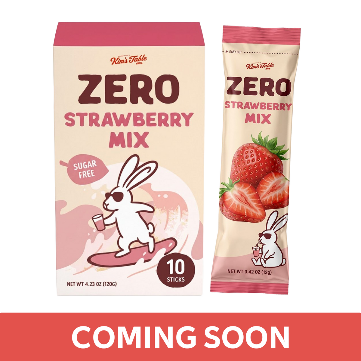 Kim’s Table Korean Strawberry Flavored Mix Zero Sugar, Sweet & Creamy, 12g x 10 sticks, 4.23 OZ